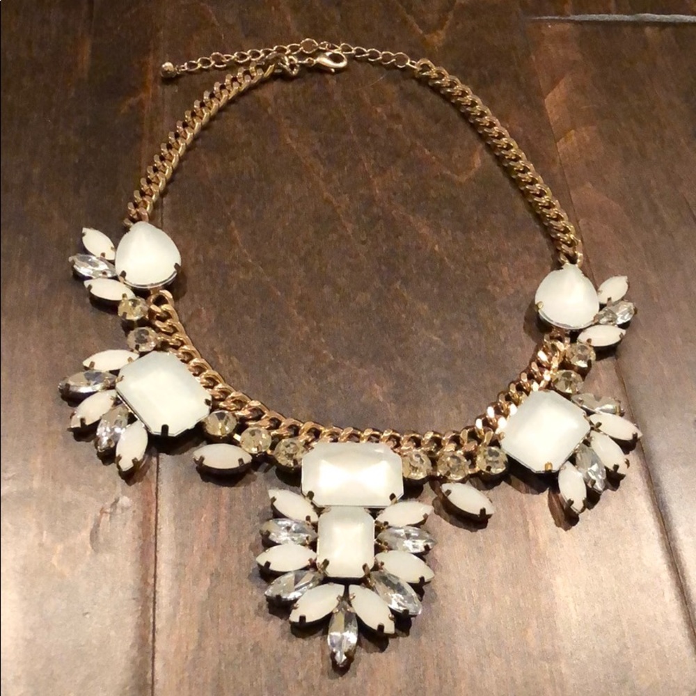 White and Gold Statement Necklace